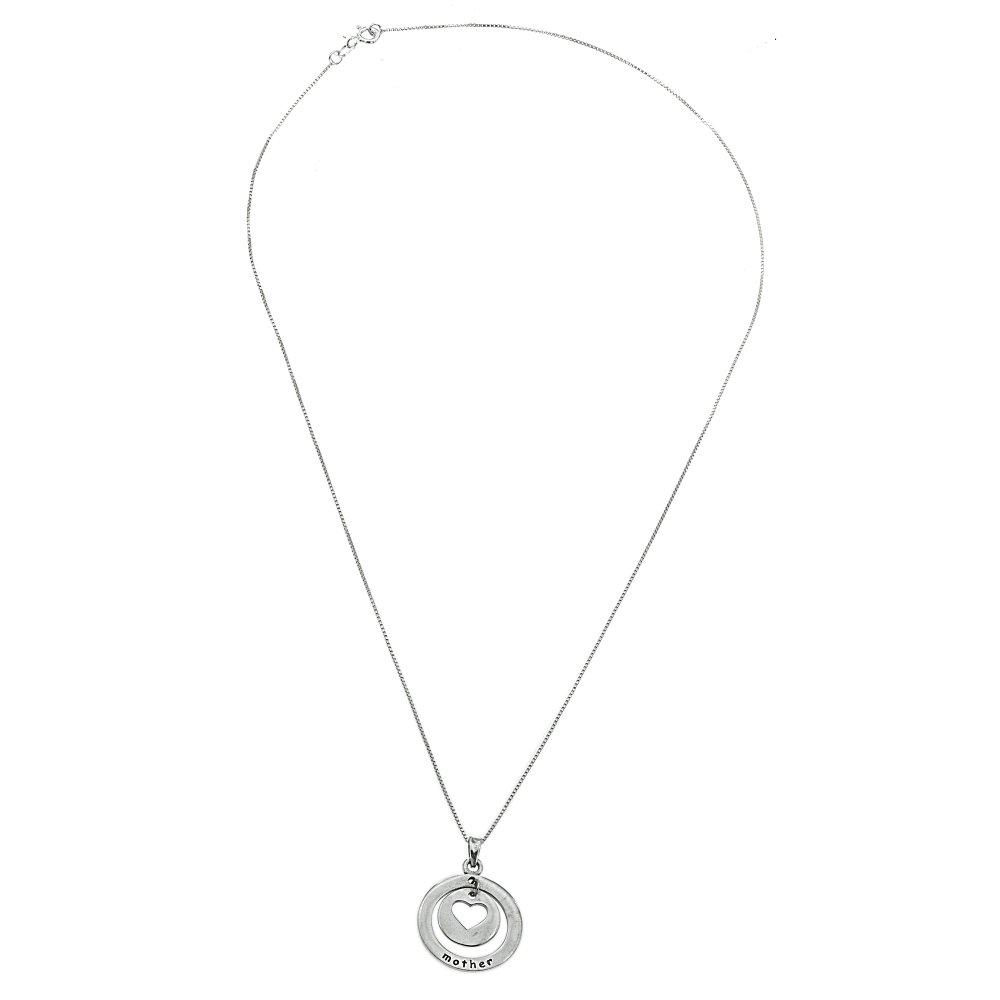 Andrea Mother Halo 925 Sterling Silver Pendant Necklace | SilverWorks