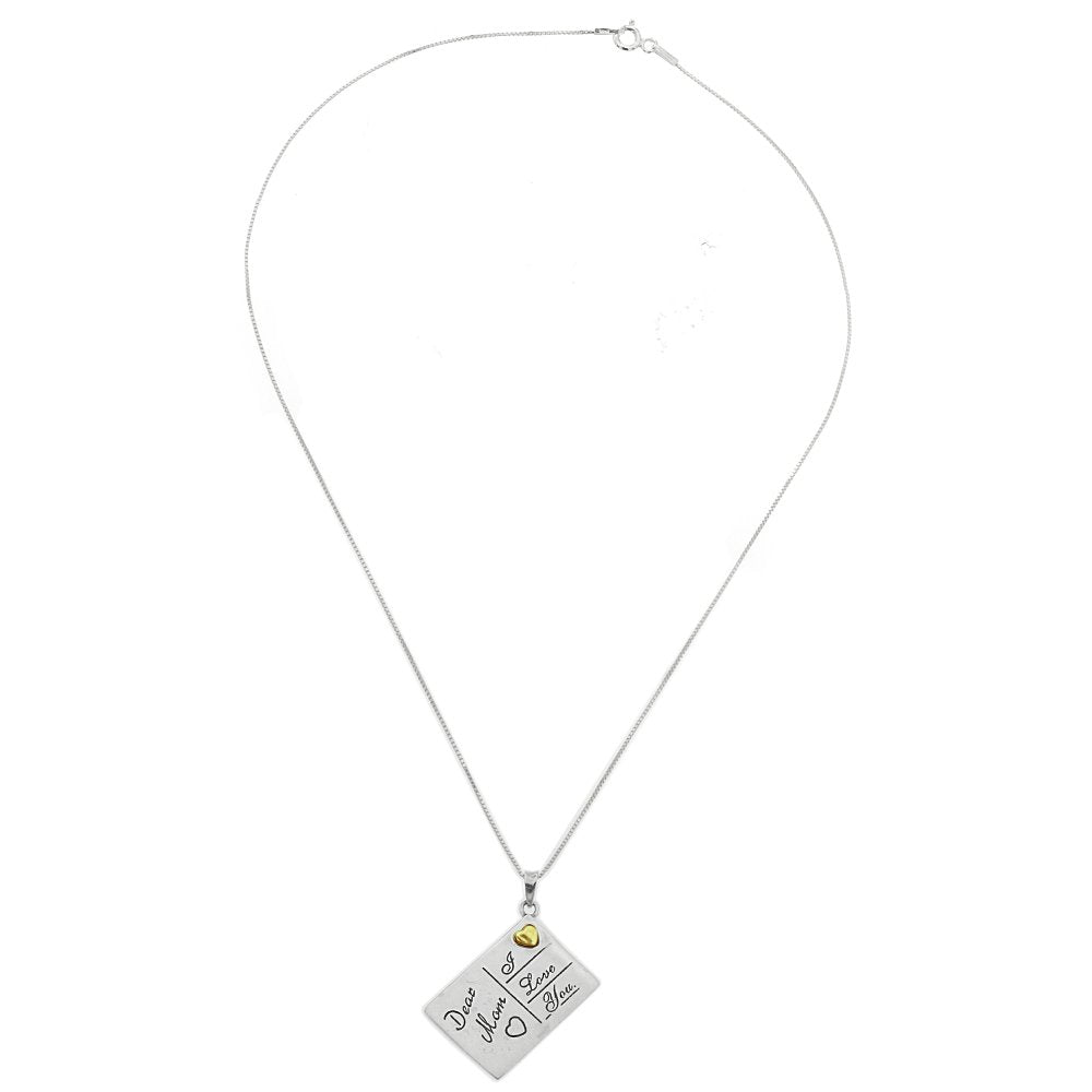 Square Plate pendant with Dear Mom, I Love You 925 Sterling Silver Necklace Philippines | Silverworks