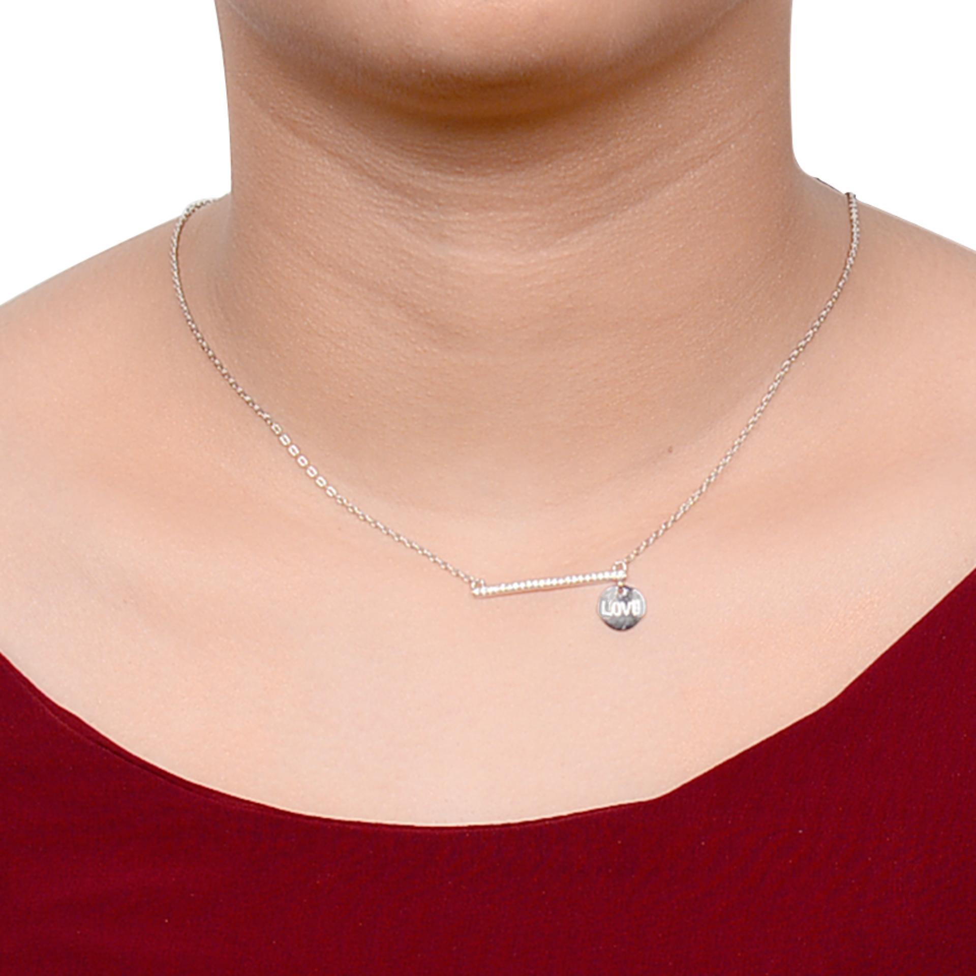 Femmy Love Tag Bar 925 Sterling Silver Pendant Necklace SilverWorks