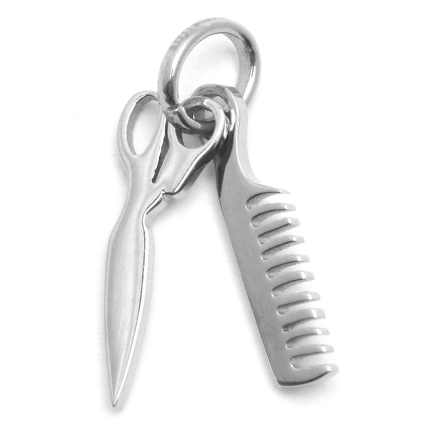 Steven Scissors & Comb Stainless Steel Charm | SilverWorks