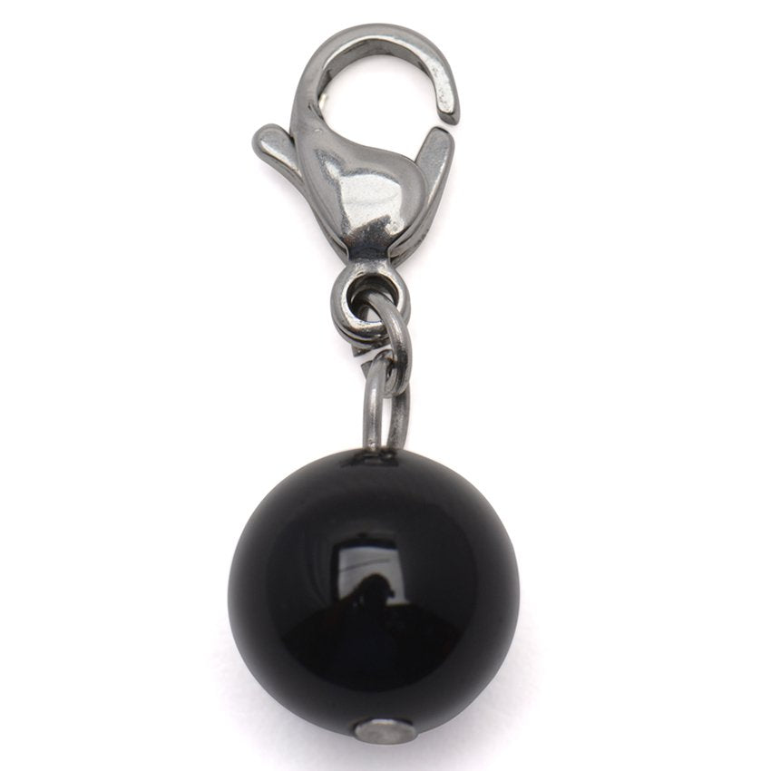 Baylor Black Agate Stainless Steel Charm | SilverWorks