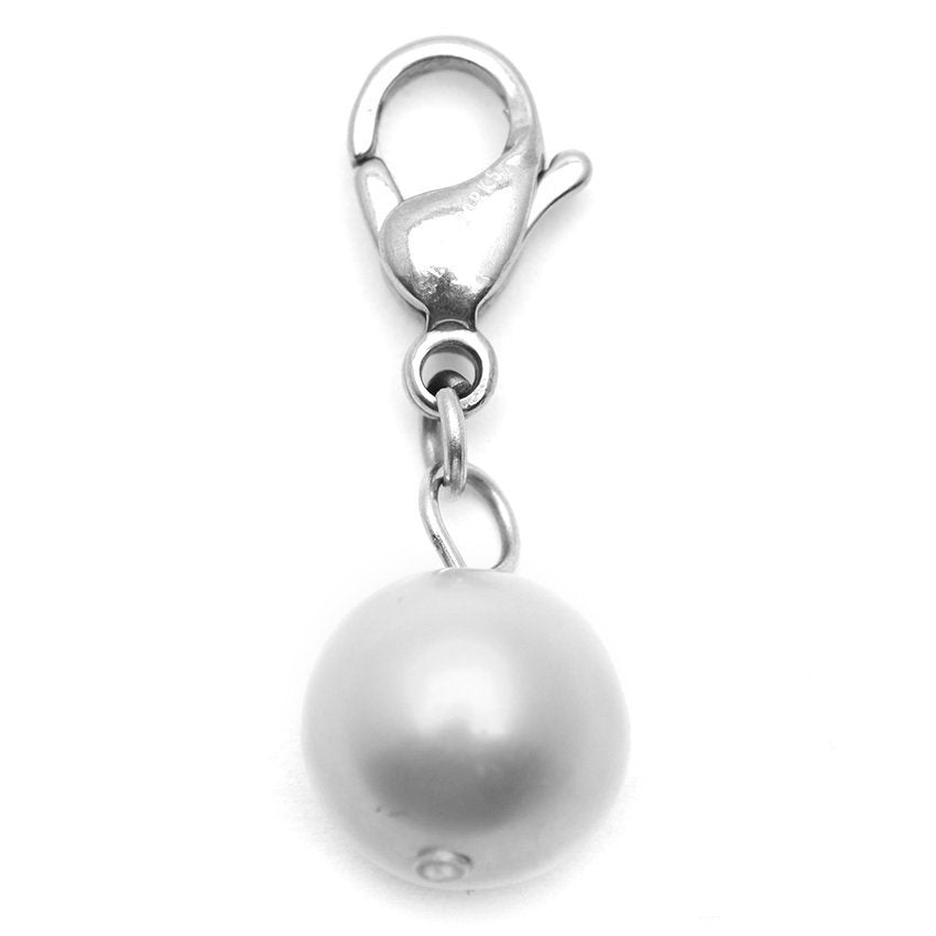 Mio Mio by Silverworks Stainless Steel Gray Pearl Beads  Charm For Women X1661
