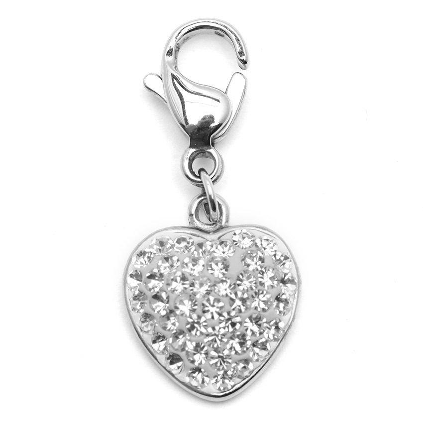 Everet Heart Pave Stainless Steel Charm | Silverworks