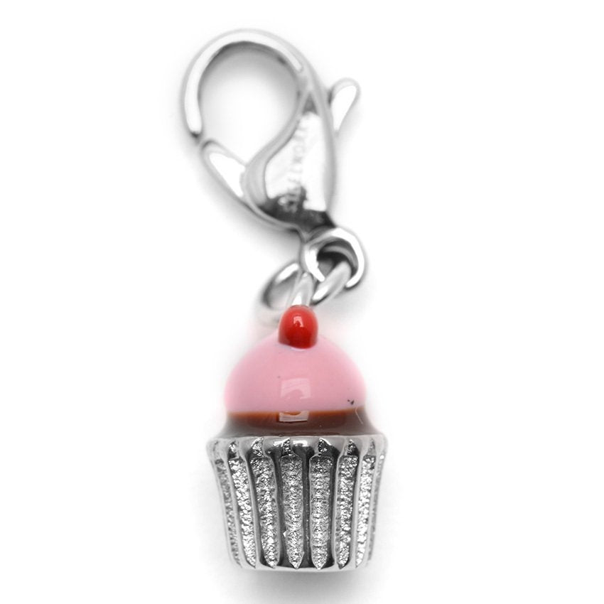 Sashe Strawberry Cupcake Stainless Steel Charm | SilverWorks