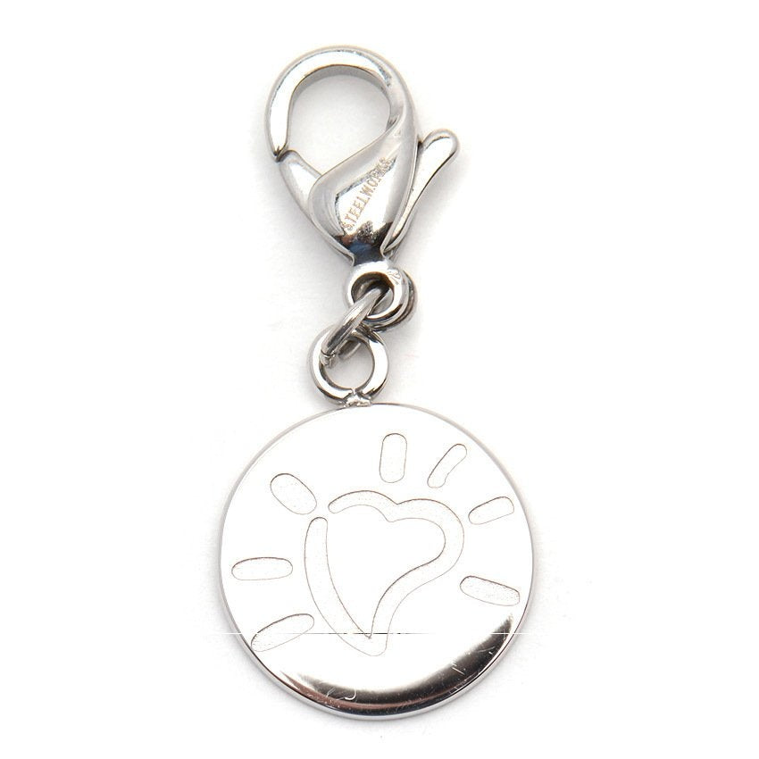 Harmony Heart Engraved Round Tag Stainless Steel Charm | SilverWorks