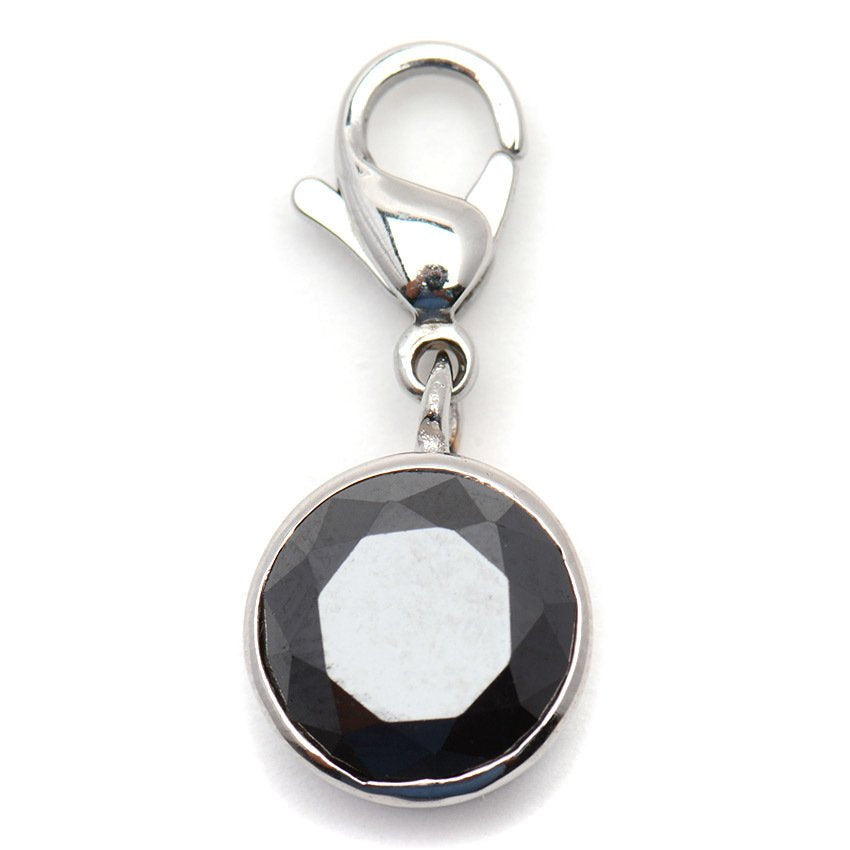 Round Black CZ Charm