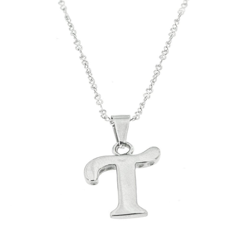 Letter T Stainless Steel Pendant Necklace | SilverWorks