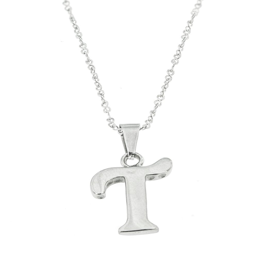 Letter T Pendant in Twisted Curb Chain Stainless Steel Hypoallergenic Necklace Philippines | Silverworks