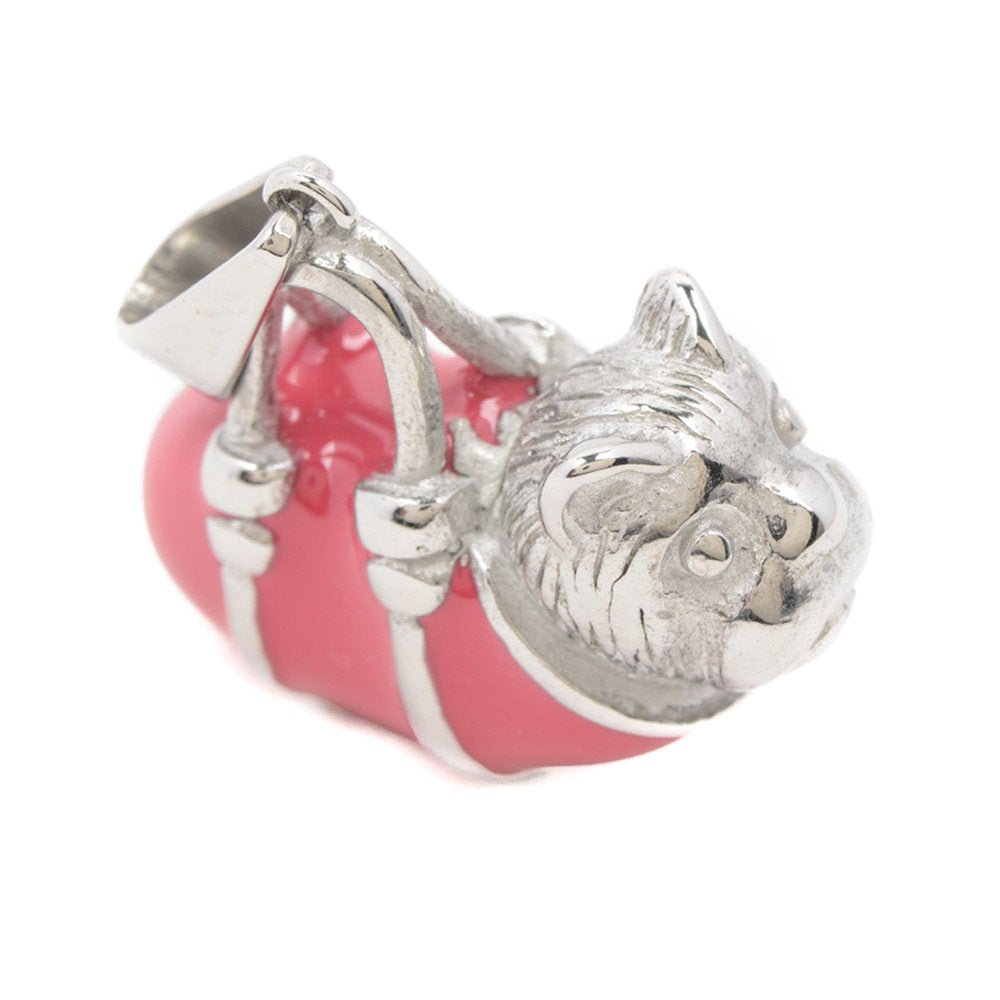 Duke Dog in Pink Bag Stainless Steel Pendant | SilverWorks
