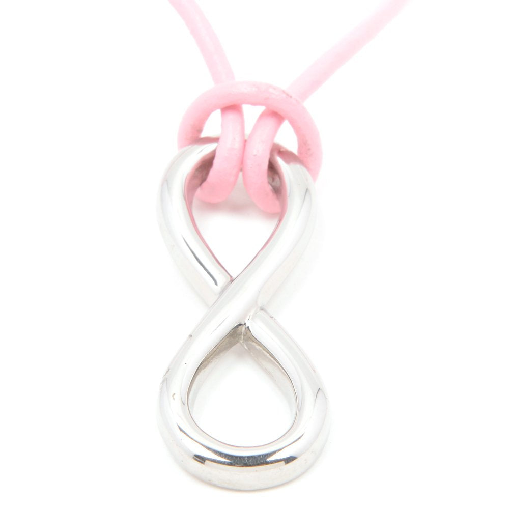 
                
                    Load image into Gallery viewer, Infinity Charm in Pink Leatherette Stainless Steel Hypoallergenic Necklace Philippines | Silverworks
                
            