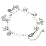 Flower and Dragonfly in Rolo Chain Bracelet