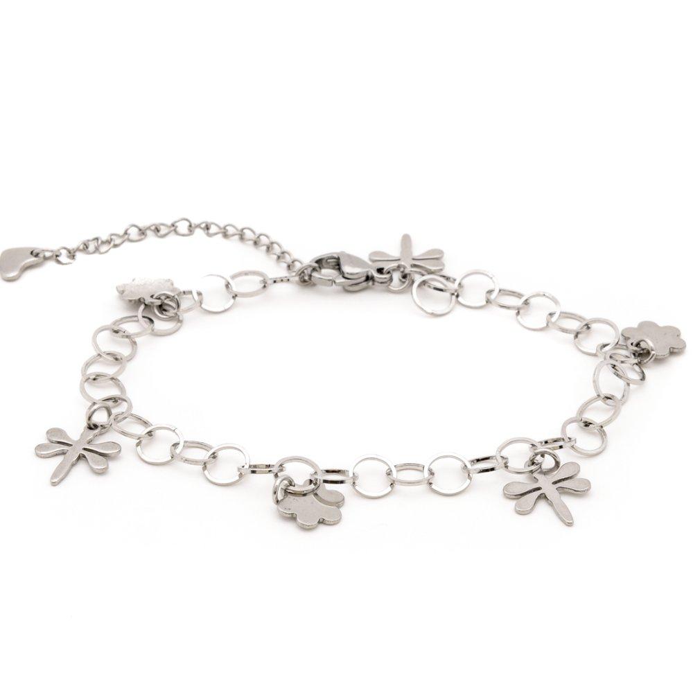 Dragon Fly and Flower Stainless Steel Hypoallergenic Bracelet Philippines | Silverworks