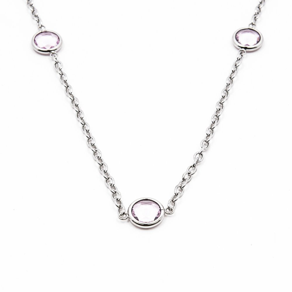 Tai Three Round Stones Stainless Steel Necklace | SilverWorks