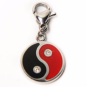 
                
                    Load image into Gallery viewer, Black &amp;amp; Red Yin Yang Stainless Steel Hypoallergenic Charm for Bracelet Philippines | Silverworks
                
            