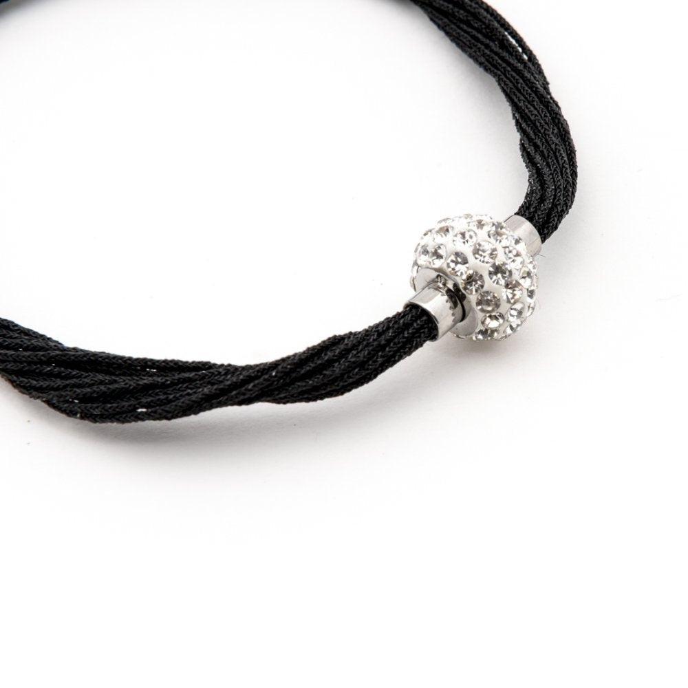  Stainless Steel Hypoallergenic Black Threaded Bracelet with Magnetic Clasp Philippines | Silverworks