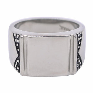 
                
                    Load image into Gallery viewer, Polished Flat Top with Oxidized Design on Sides Stainless Steel Hypoallergenic Ring Philippines | Silverworks
                
            