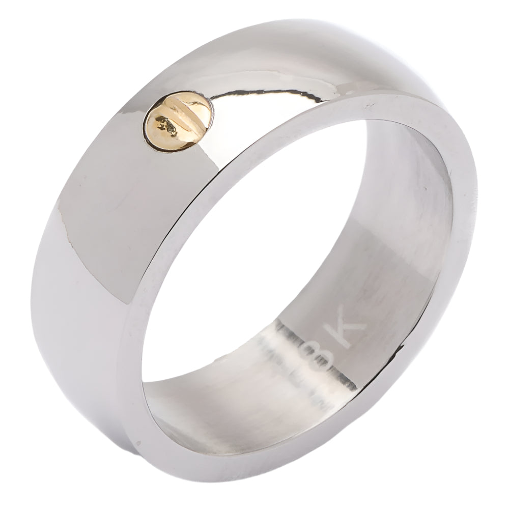 Polished Ring with Gold Screw 925 Sterling Silver Philippines | Silverworks