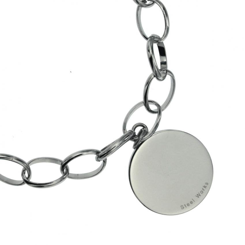 Engravable Round Charm in Wide Oval Stainless Steel Hypoallergenic Bracelet Philippines | Silverworks
