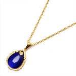 Gold Plating Rolo Chain with Blue Plum Stone Necklace