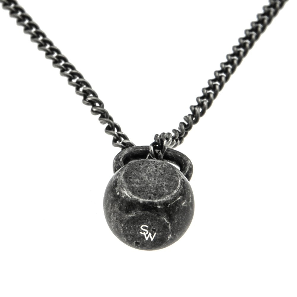 
                
                    Load image into Gallery viewer, Oxidized Kettlebell Stainless Steel Hypoallergenic Necklace Philippines | Silverworks
                
            