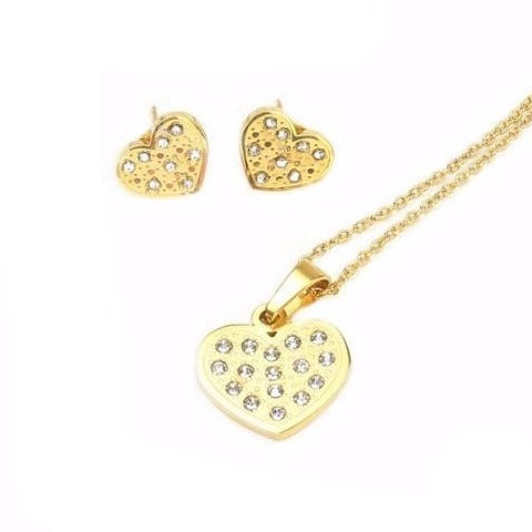 Hoku Heart Stainless Steel Jewelry Set | SilverWorks