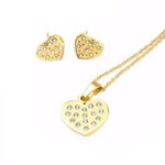Heart with Small Zirconia Stone Earrings and Necklace Set