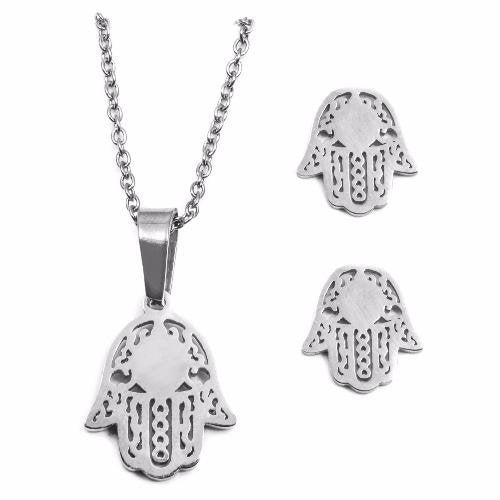 Hand Design Earrings and Necklace Set Stainless Steel Jewelry Set Hypoallergenic Philippines | Silverworks