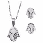 Hand Design Earrings and Necklace Set