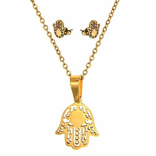 Haven Hamsa Hand Stainless Steel Jewelry Set | SilverWorks