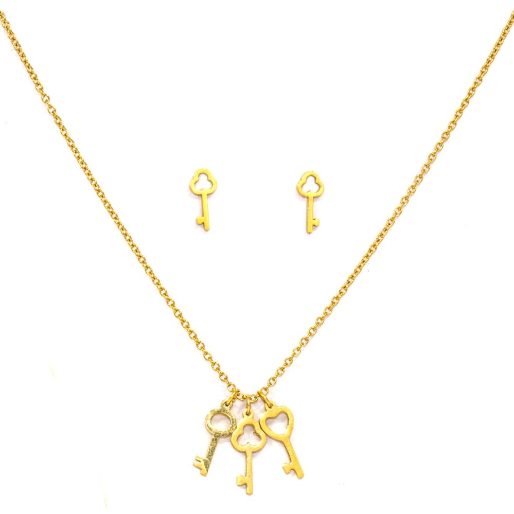 Key Earrings and Necklace Set Stainless Steel Hypoallergenic Jewelry Set Philippines | Silverworks