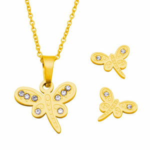 Dragonfly Earrings and Necklace Set Stainless Steel Hypoallergenic Jewelry Set Philippines | Silverworks