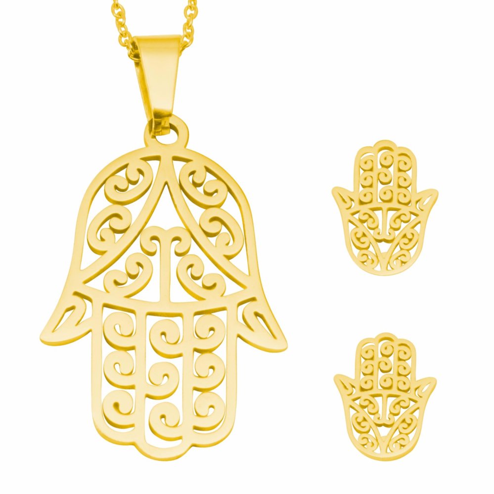 Dali Hamsa Hand Stainless Steel Jewelry Set | SilverWorks