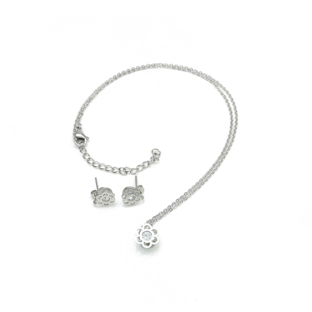 Flower Earrings and Necklace Set Stainless Steel Hypoallergenic Jewelry Set Philippines | Silverworks