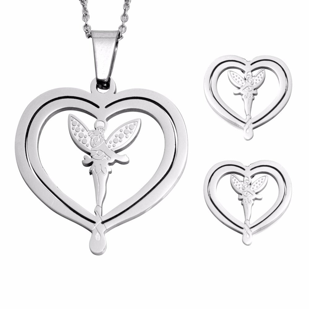 
                
                    Load image into Gallery viewer, Fairy Earrings and Necklace Set Stainless Steel Hypoallergenic Jewelry Set Philippines | Silverworks
                
            