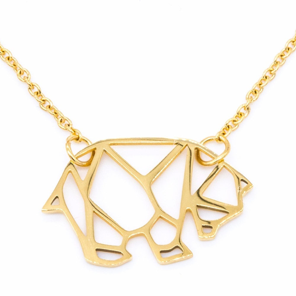 Orel Origami Bear Stainless Steel Necklace | SilverWorks