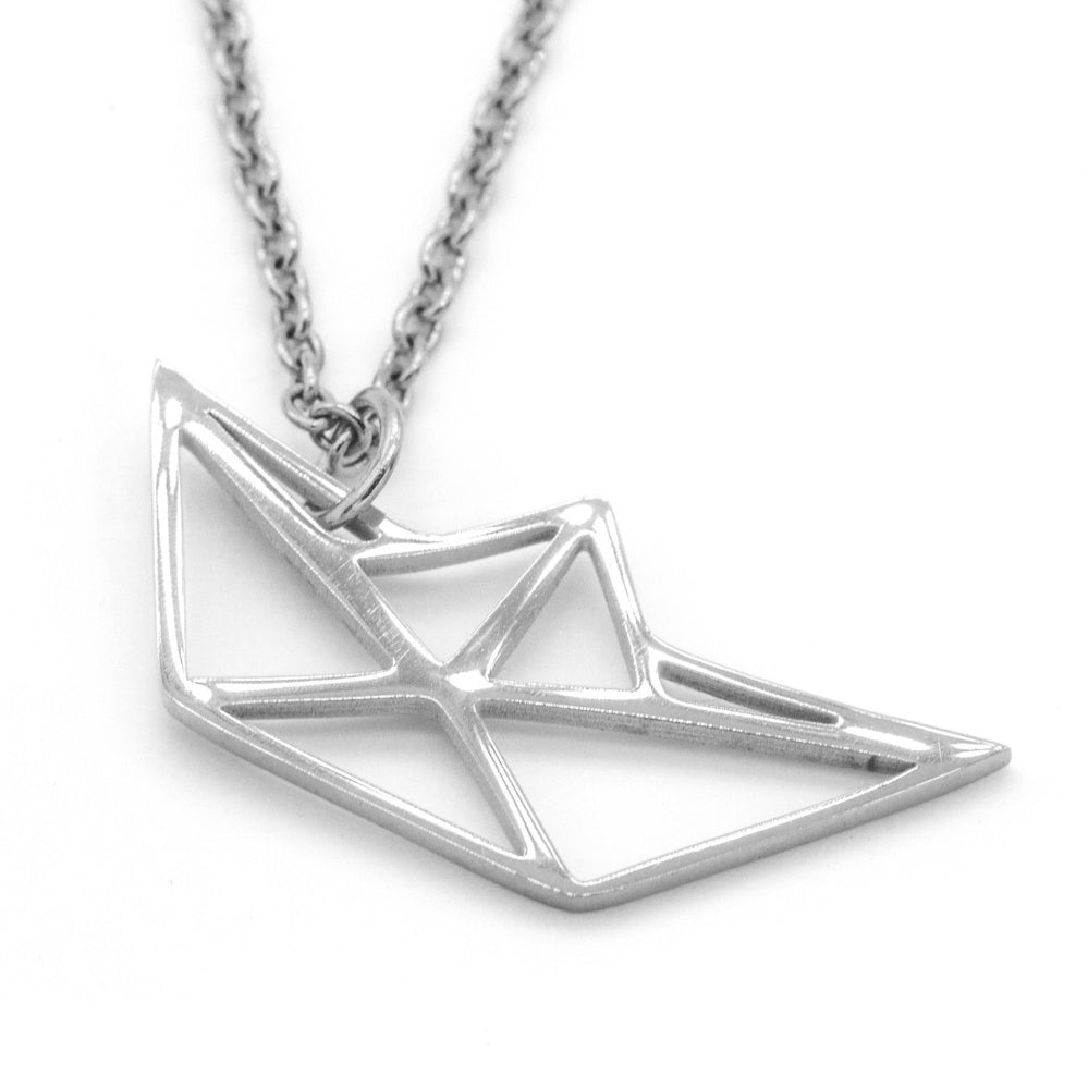 Odysseus Origami Paper Boat Stainless Steel Pendant Necklace | SilverWorks