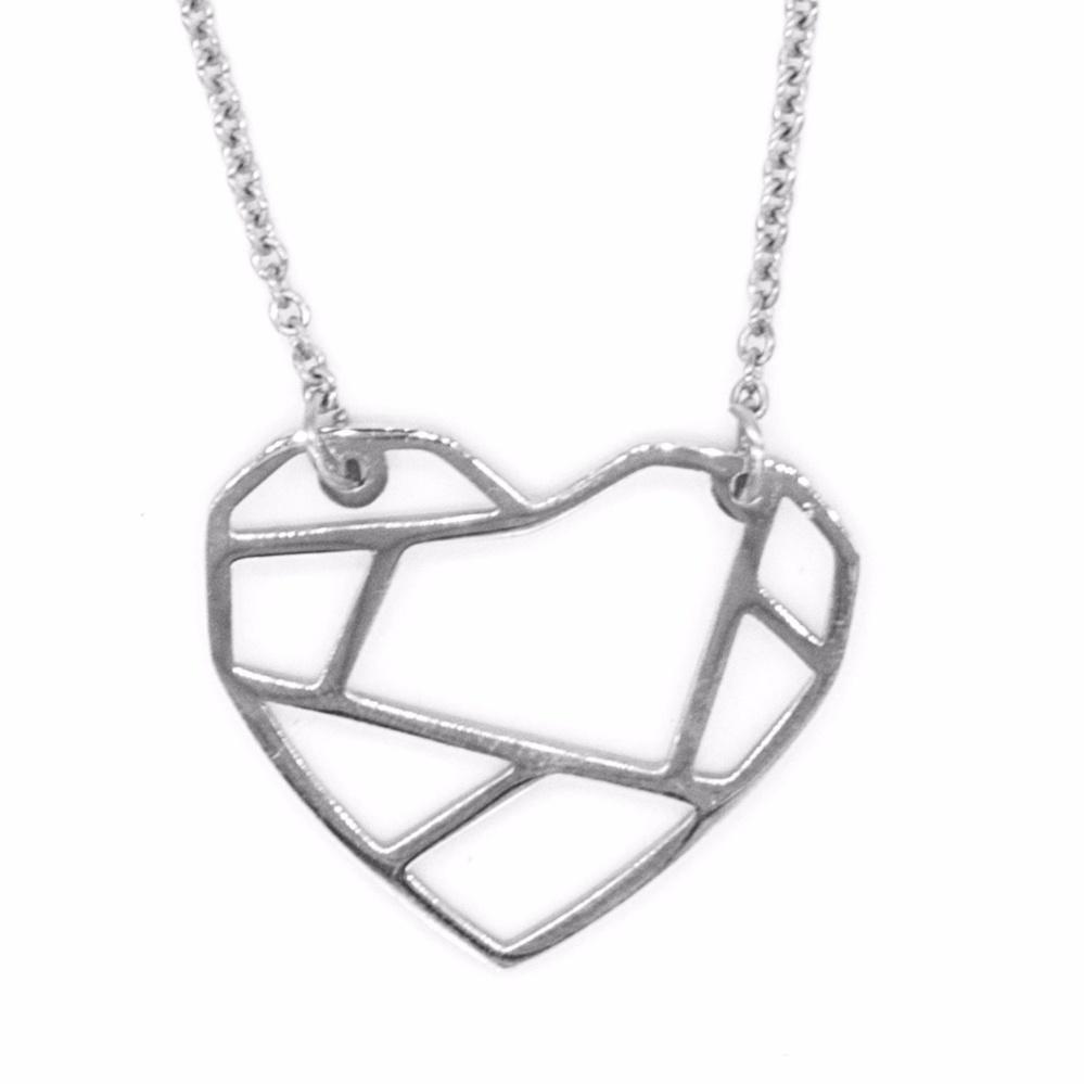 Origami Heart Stainless Steel Hypoallergenic Necklace Philippines | Silverworks