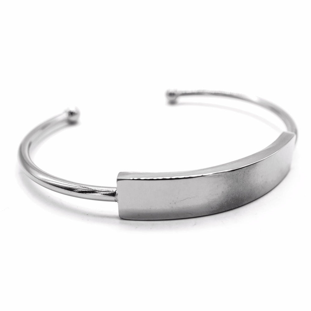 Emrys Engravable ID Bar Stainless Steel Bangle Bracelet |SilverWorks