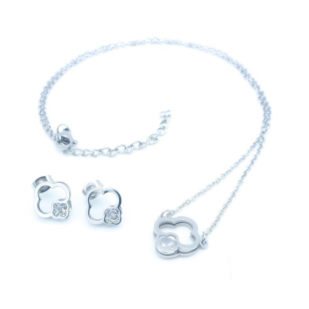 Celyn Open Petal Flower Stainless Steel Jewelry Set | SilverWorks