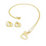 Linked Open Heart Earrings and Necklace Set