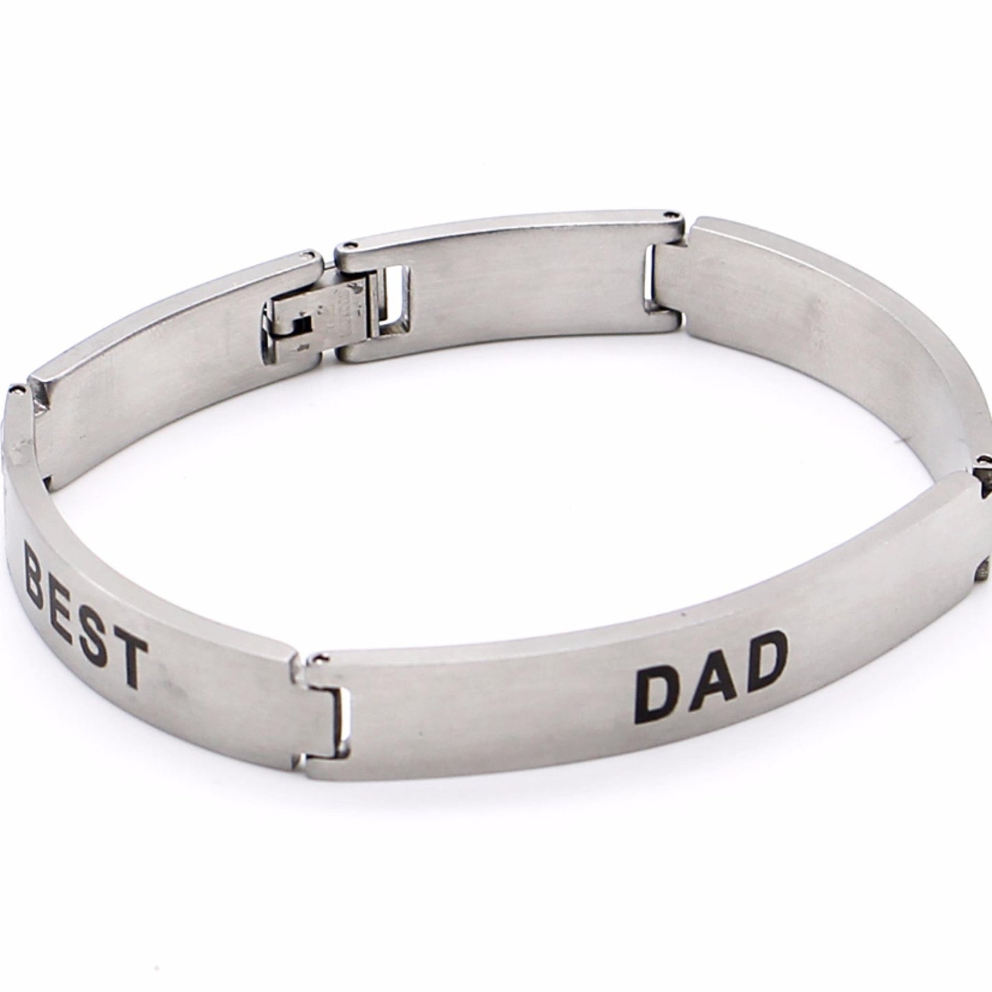 Zion "Best Dad Ever" Engraved Stainless Steel Bracelet