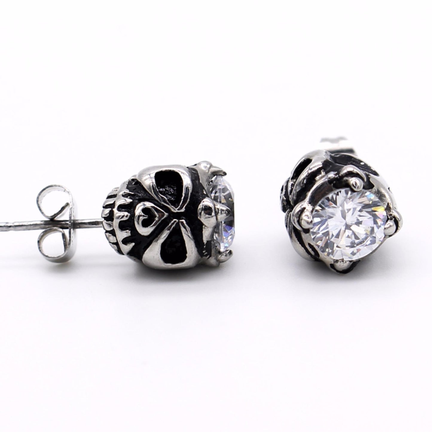 Stanley Skull Stainless Steel Stud Earrings | SilverWorks