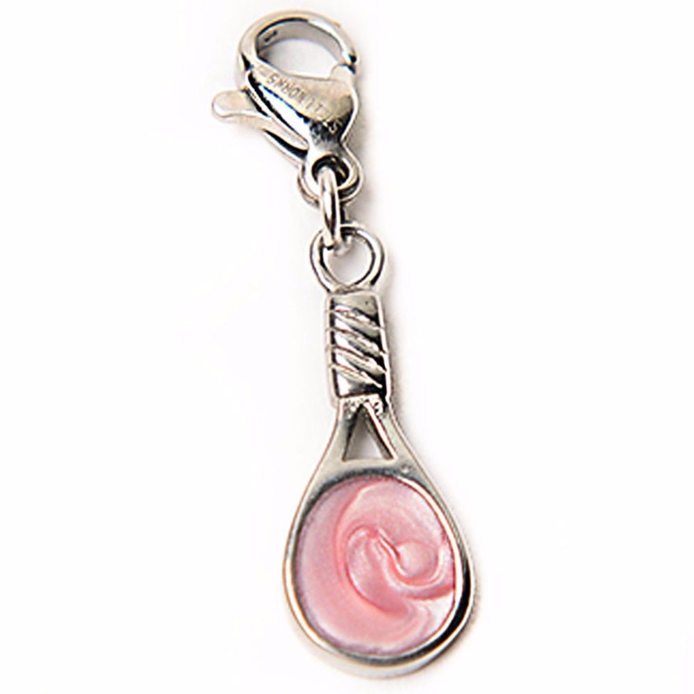 Paisley Pink Racket Stainless Steel Charm | SilverWorks