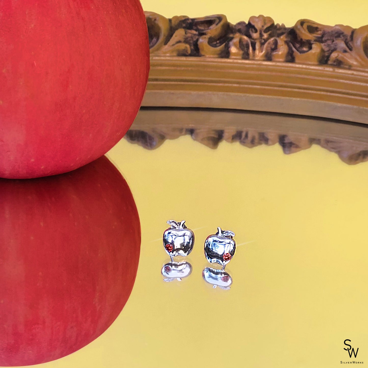 Snow Apple 925 Sterling Silver Stud Earrings | SilverWorks