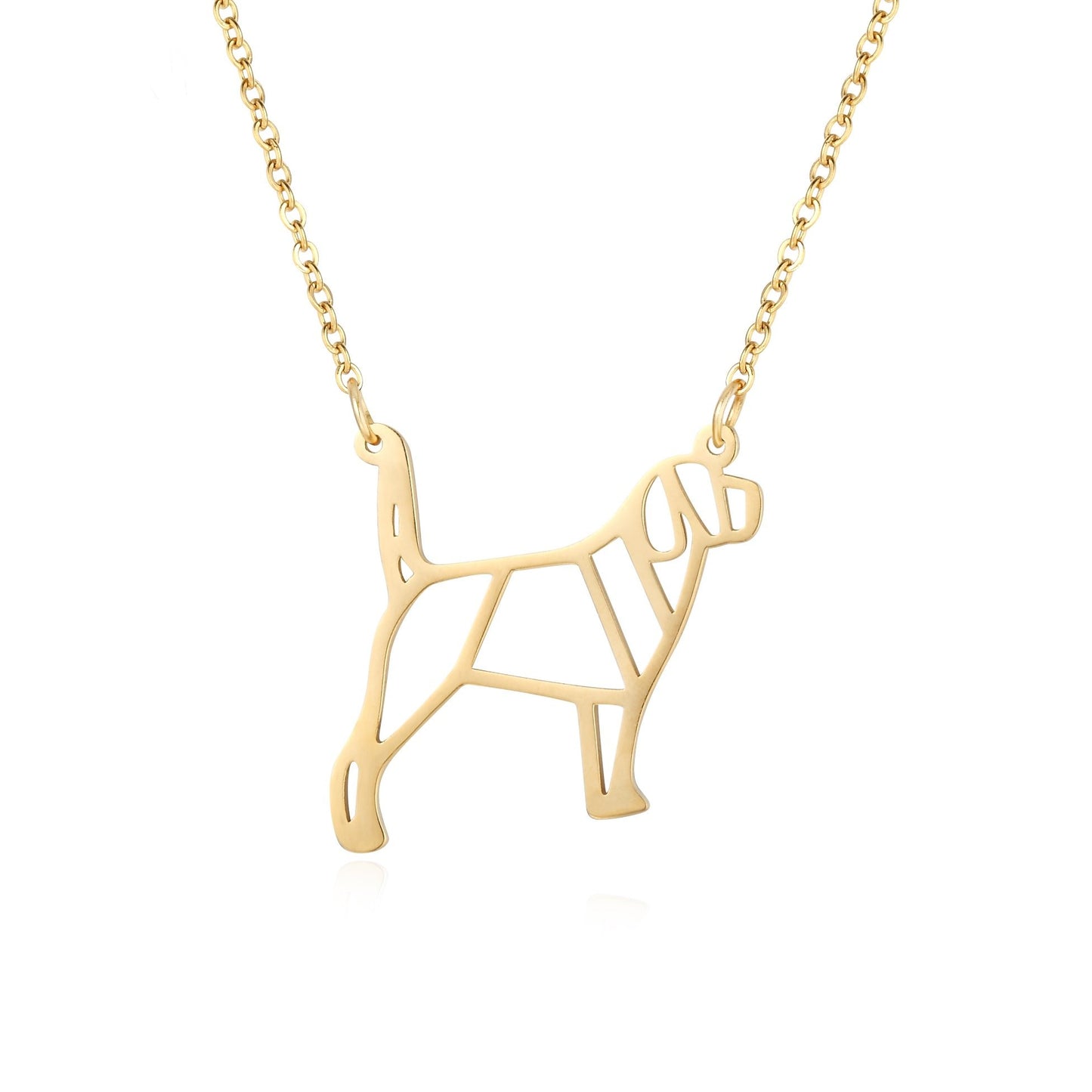 Dash Origami Dog Stainless Steel Pendant Necklace | SilverWorks