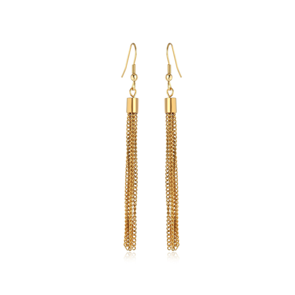 Tashi Tassel Stainless Steel Dangling Earrings | SilverWorks