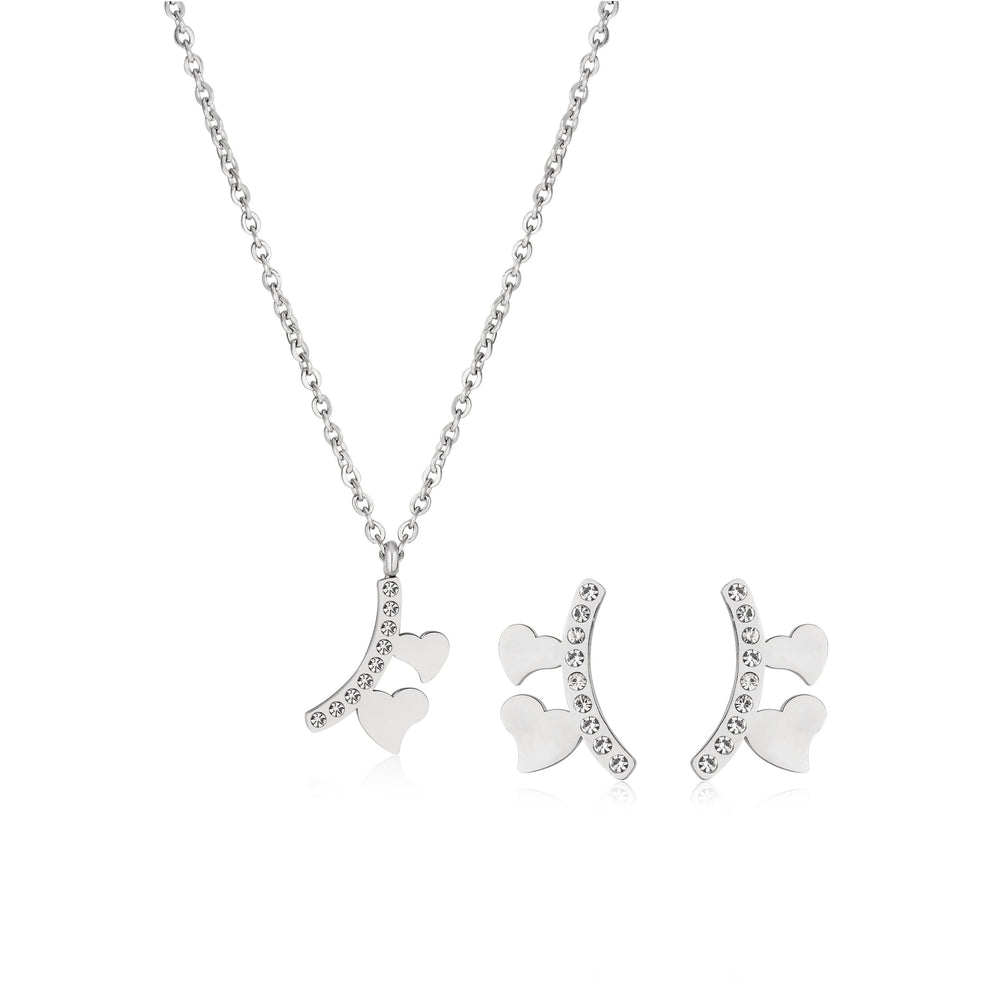 Heart Earrings and Necklace Set Stainless Steel Hypoallergenic Jewelry Set Philippines | Silverworks