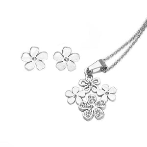 Flower Pendant Earrings and Necklace Set Stainless Steel Hypoallergenic Jewelry Set Philippines | Silverworks