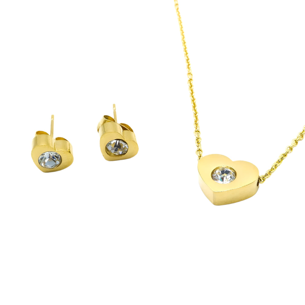 Halle Heart Stainless Steel Jewelry Set | SilverWorks