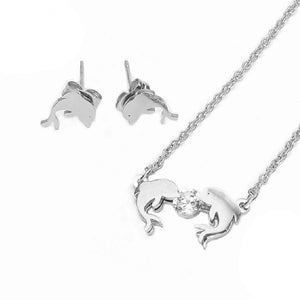 
                
                    Load image into Gallery viewer, Dolphin Earrings and Necklace Stainless Steel Hypoallergenic Jewelry Set Philippines | Silverworks
                
            